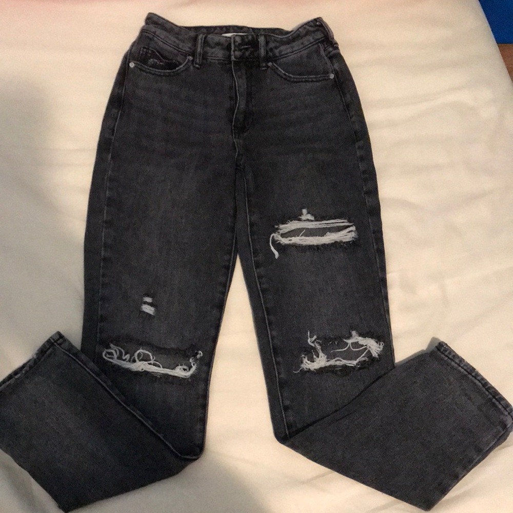 Pacsun light black ripped mom jeans.